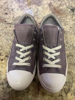 Converse Low-Top Canvas Sneakers in Dusty Plum with White Trim.